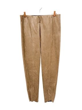 Zara Taupe Brown Faux Suede High Rise Leggings Side Zip Size XXL